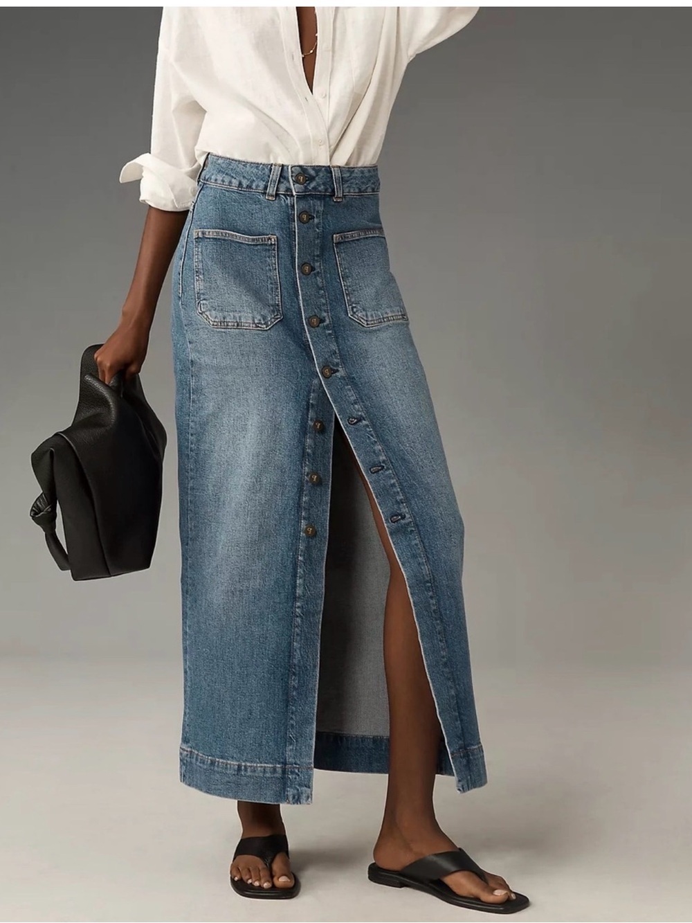 Anthropologie Pilcro Denim Button-Front Midi Skirt 2